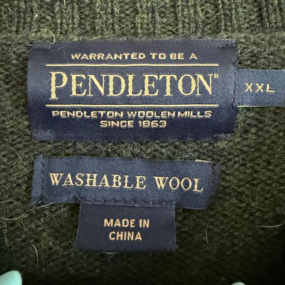 PENDLETON | Hunter Green Shetland Wool Crew Neck Sweater | 2XL - Picture 4 of 4